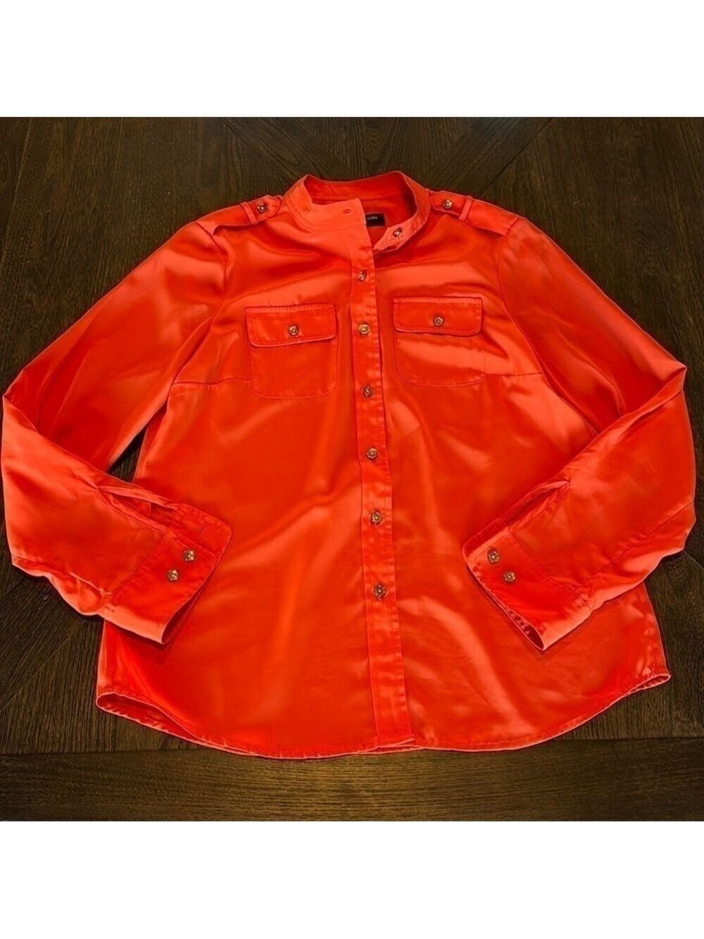 Jones New York Orange Button Down Blouse Small